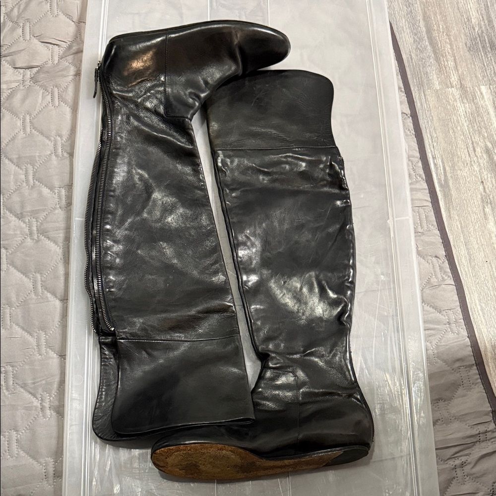 Ver Wang Black Leather Knee-High Boots